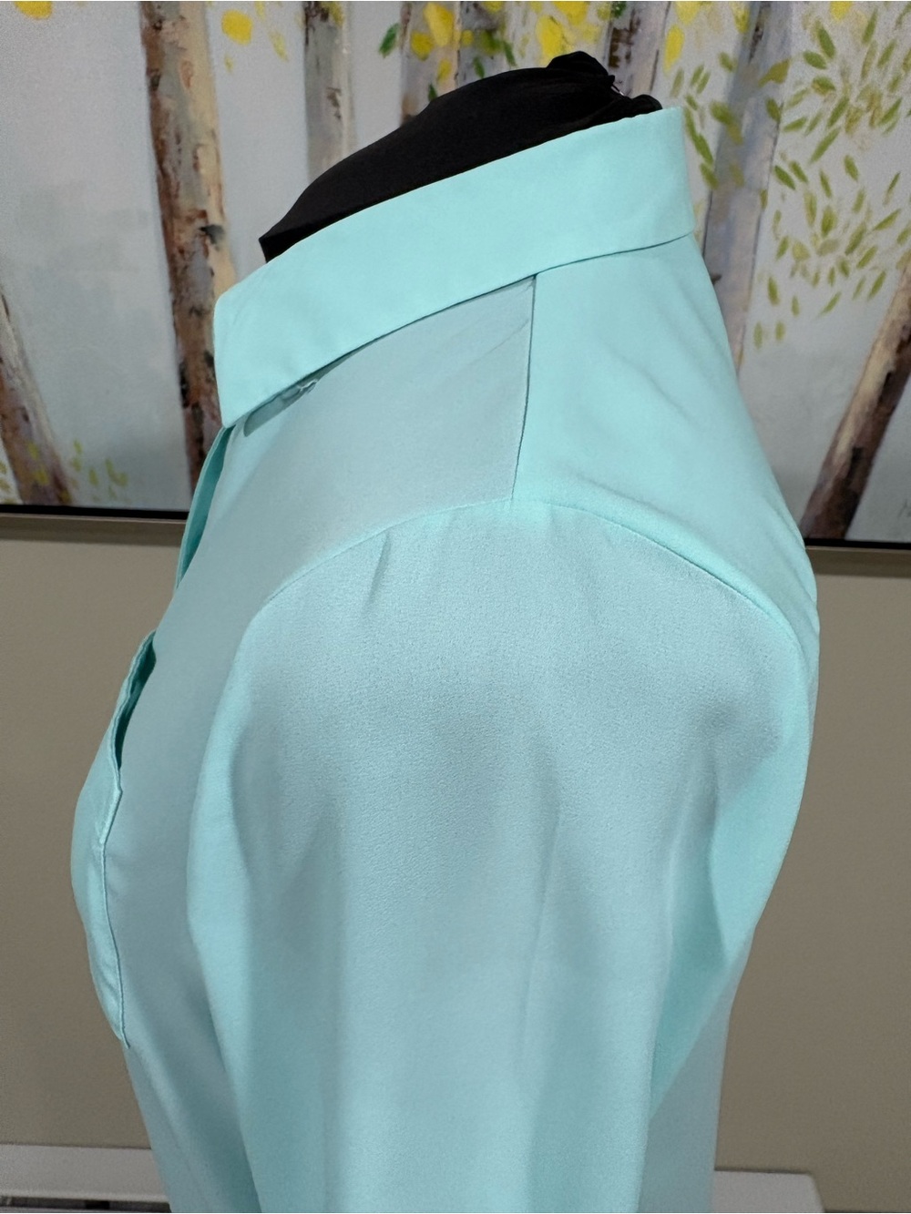Apt. 9 Mint Button-Front Women's Blouse with Roll-Tab Sleeves - Picture 6 of 16